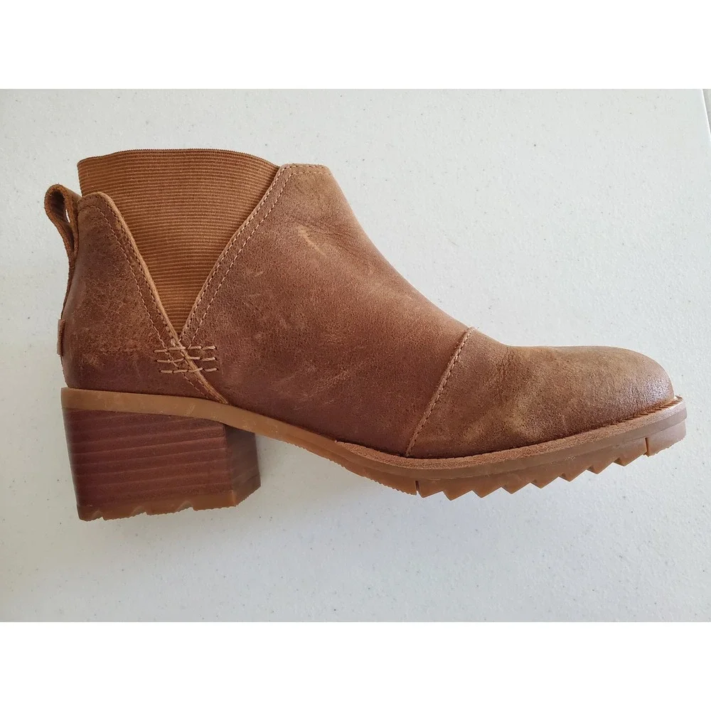 Sorel Cate Chelsea Boots Womens 8 Brown Leather Block Heel NL3712-242 - Picture 6 of 11